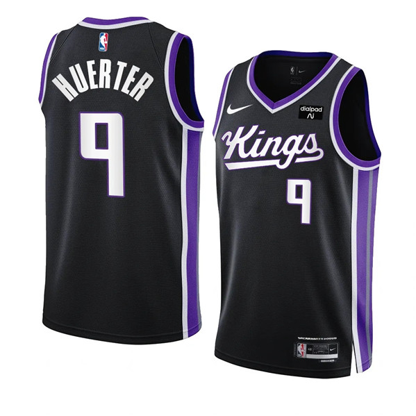 Men's Sacramento Kings #9 Kevin Huerter Black 2023/24 Icon Edition Swingman Stitched Basketball Jersey Men's Sacramento Kings #9 Kevin Huerter Black 2023/24 Icon Edition Swingman Stitched Basketball Jersey
